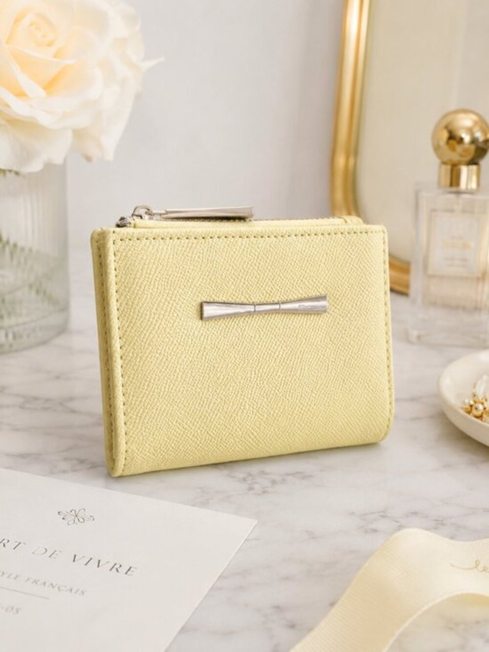 Betsey Johnson Yellow Bifold Snap Wallet Bow Detail NWT